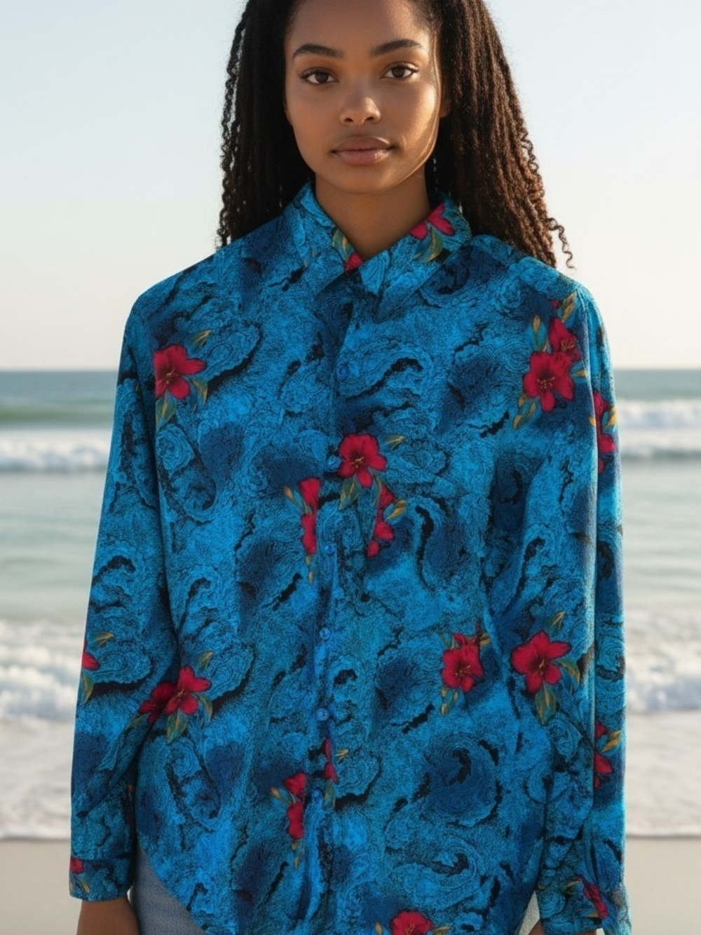 Policy Blue Floral Button-Down Shirt
